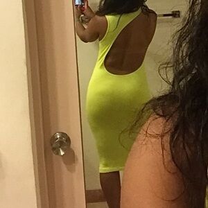 Lime/chartreuse cut out midi dress